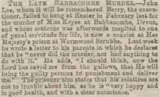 'Lee innocent' - Portsmouth Evening News - Monday 05 October 1885