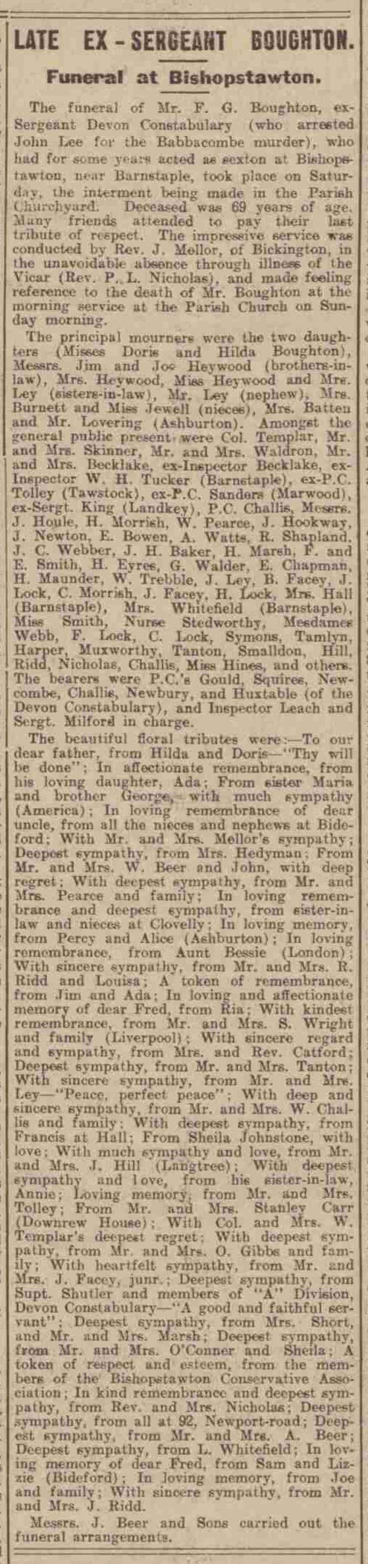boughton funeral - North Devon Journal - Thursday 28 August 1924