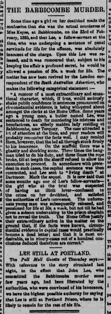 Deathbed Confession - Western Mail - Friday 05 August 1887