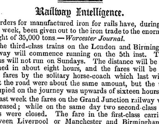 New Third Class Rail Travel – 1840