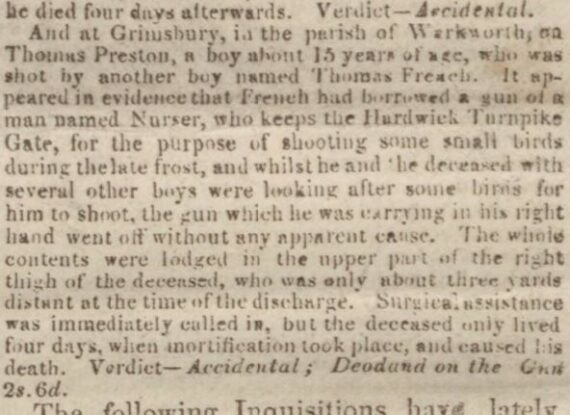 Thomas Preston’s Inquest – 1827 in Warkworth