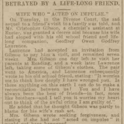 Betrayed By A Lifelong Friend – 1905