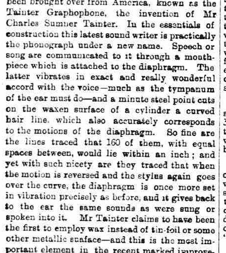 A Device for Recording Sound – 1888